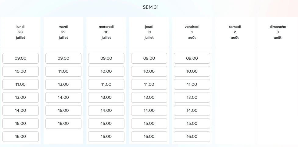 Choisissez vos dates